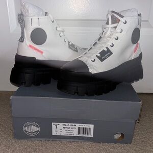 Palladium White and Black Combat Boots